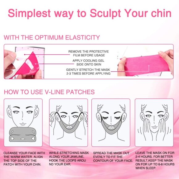 NEW- NaCot V-Line Mask 8 Pcs Chin Up Patches - Picture 7 of 9